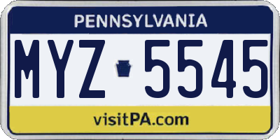 PA license plate MYZ5545