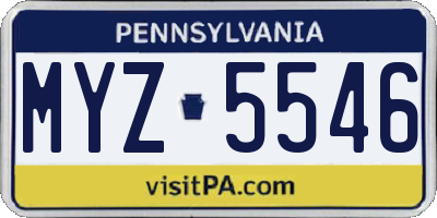 PA license plate MYZ5546