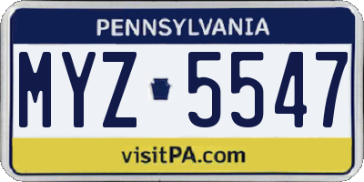 PA license plate MYZ5547