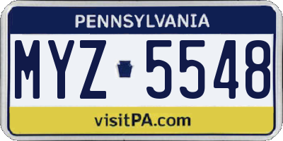 PA license plate MYZ5548