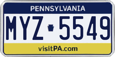 PA license plate MYZ5549