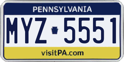 PA license plate MYZ5551