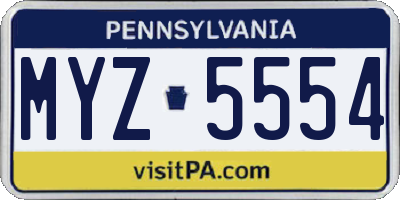 PA license plate MYZ5554
