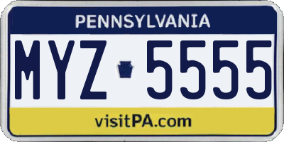 PA license plate MYZ5555