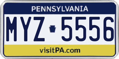PA license plate MYZ5556