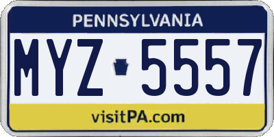 PA license plate MYZ5557