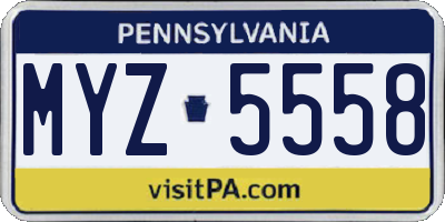 PA license plate MYZ5558