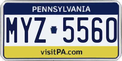 PA license plate MYZ5560