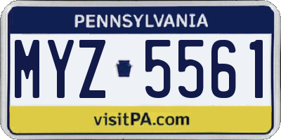 PA license plate MYZ5561