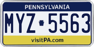 PA license plate MYZ5563