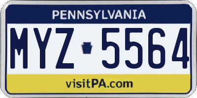 PA license plate MYZ5564