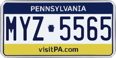 PA license plate MYZ5565