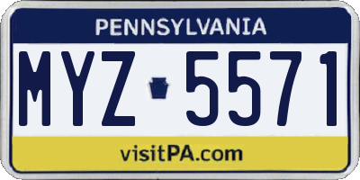 PA license plate MYZ5571