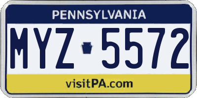 PA license plate MYZ5572