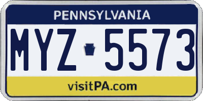 PA license plate MYZ5573