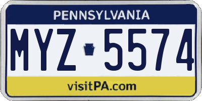 PA license plate MYZ5574