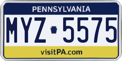 PA license plate MYZ5575