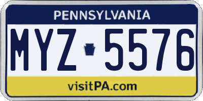 PA license plate MYZ5576