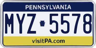 PA license plate MYZ5578