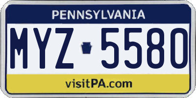 PA license plate MYZ5580
