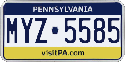 PA license plate MYZ5585