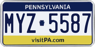 PA license plate MYZ5587
