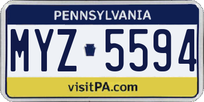 PA license plate MYZ5594