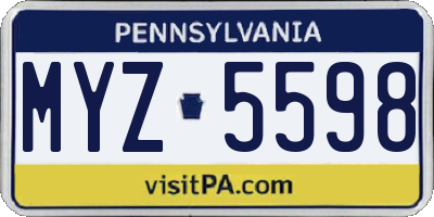 PA license plate MYZ5598