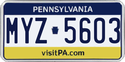 PA license plate MYZ5603