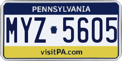 PA license plate MYZ5605