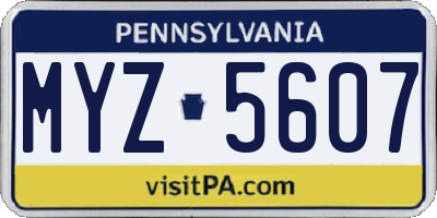 PA license plate MYZ5607