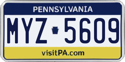 PA license plate MYZ5609