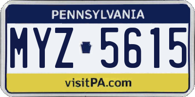 PA license plate MYZ5615