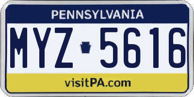 PA license plate MYZ5616