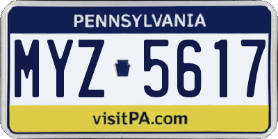 PA license plate MYZ5617