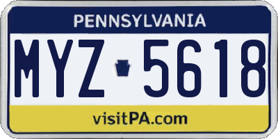 PA license plate MYZ5618