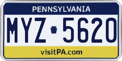 PA license plate MYZ5620