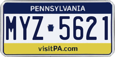 PA license plate MYZ5621