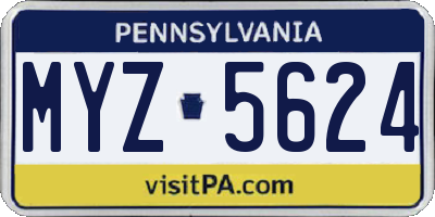 PA license plate MYZ5624