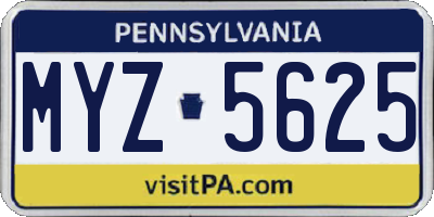 PA license plate MYZ5625