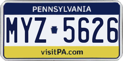 PA license plate MYZ5626