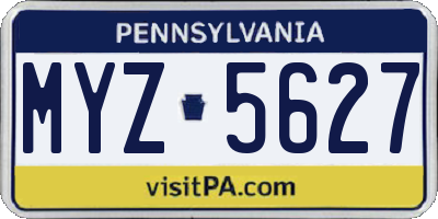 PA license plate MYZ5627