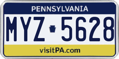 PA license plate MYZ5628