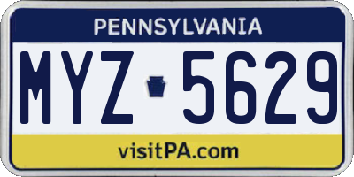 PA license plate MYZ5629