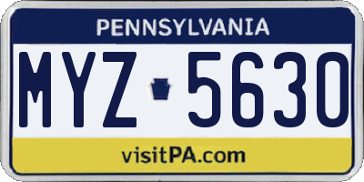 PA license plate MYZ5630
