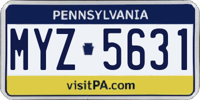 PA license plate MYZ5631