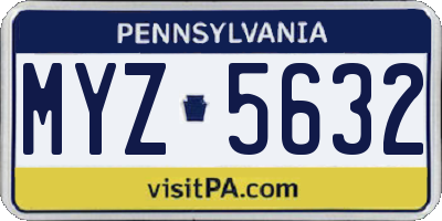 PA license plate MYZ5632