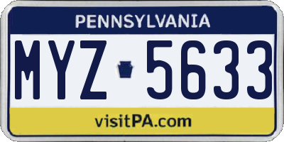 PA license plate MYZ5633