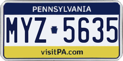 PA license plate MYZ5635