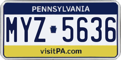 PA license plate MYZ5636